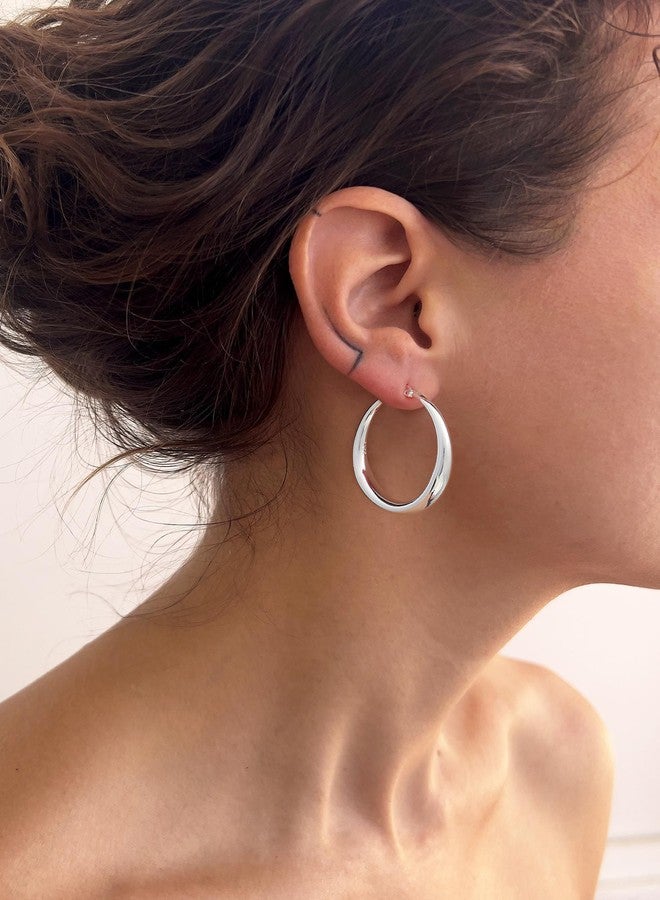 Robaice 925 Sterling Silver Plated Hoop Earrings for Women, Lightweight Hypoallergenic Hollow Circle Hoop Earrings, Fashion Jewelry for Everyday Wear and Gift for Her, 40mm - Image 3